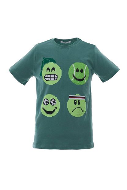 Acarkids Erkek Cocuk Tisort Emoji Baskili 5 8 Yas Acik Yesil T Shirt Trendyol