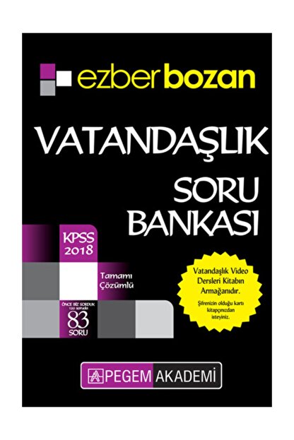 Pegem Yayinlari Kpss Ezberbozan Vatandaslik Soru Bankasi 2018 Trendyol