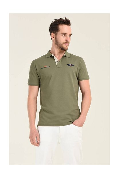 Rwb Erkek Nakisli Haki Polo Yaka Tshirt Trendyol