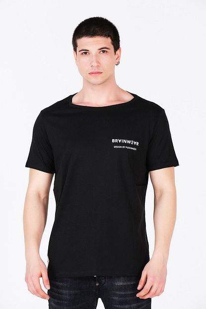 Brainwear Erkek Siyah Genis Yaka Oversize T Shirt Trendyol