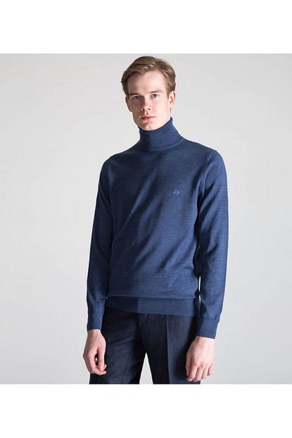 Karaca Erkek Regular Fit Triko Kazak Indigo Melanj Trendyol
