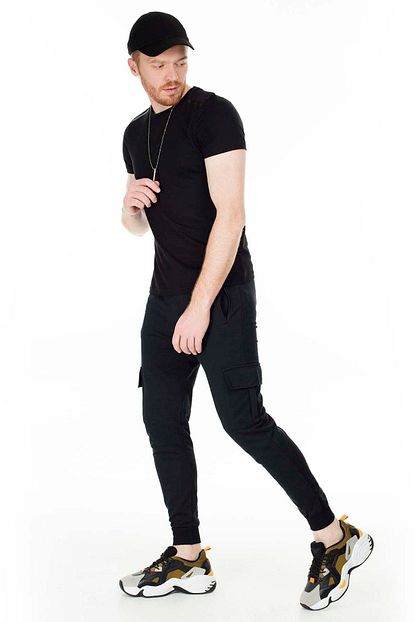 Buratti Erkek Siyah Kapakli Yan Cepli Lastik Pacali Ekstra Slim Fit Esofman Alti 568r190 Trendyol