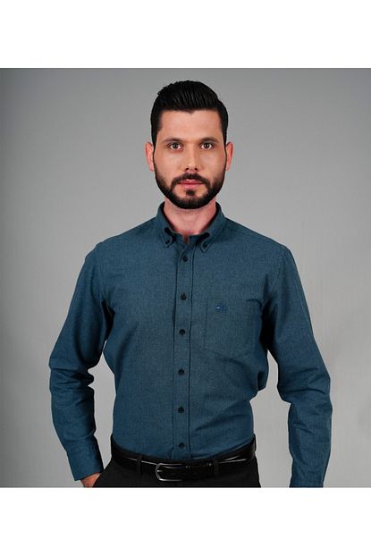 Karaca Erkek Regular Fit Casual Gomlek Petrol Trendyol