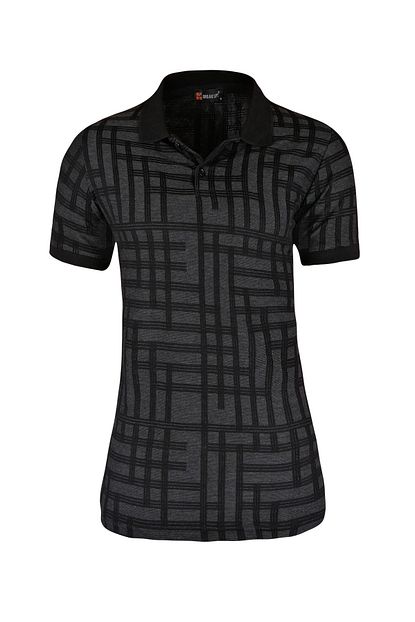 Kulemoda Jakarli Polo Yaka Labirent Desenli Siyah Erkek Tisort Trendyol