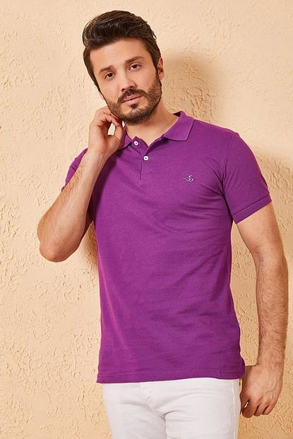 Zafoni Erkek Nakisli Polo Yaka Saks Tisort Trendyol