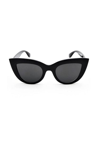 Nilu Moda Kalin Cerceveli Tasarim Cat Eye Parlak Siyah Kadin Gunes Gozlugu Trendyol