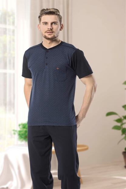 Kly Erkek Dugmeli Cok Rahat Ince Kumas 3 Lu Pijama Takimi Trendyol
