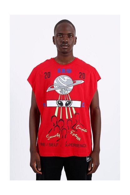 Saw Kolsuz Baskili Kirmizi Oversize Erkek Tisort Trendyol