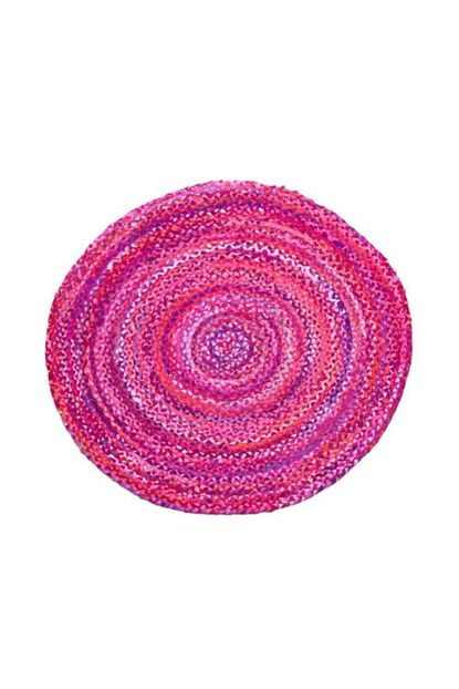 Eko Hali Enn Hali Mx 08 Pink Pembe Jut Hali Pamuk El Dokuma Yuvarlak Hasir Jut Kilim Trendyol