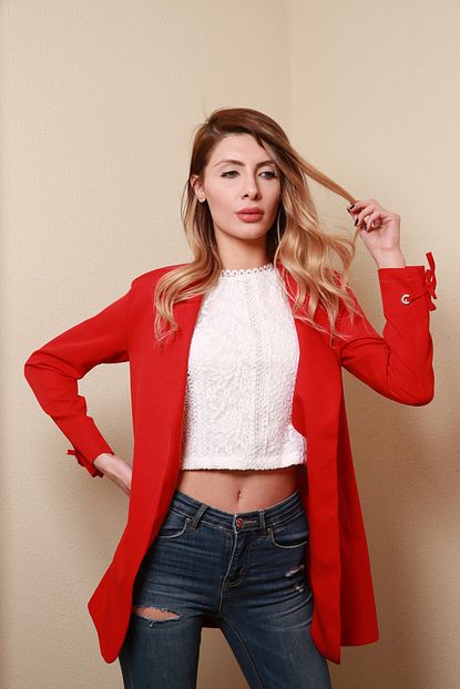 Reyon Kadin Kirmizi Kadin Blazer Ceket 18913004b2c Trendyol