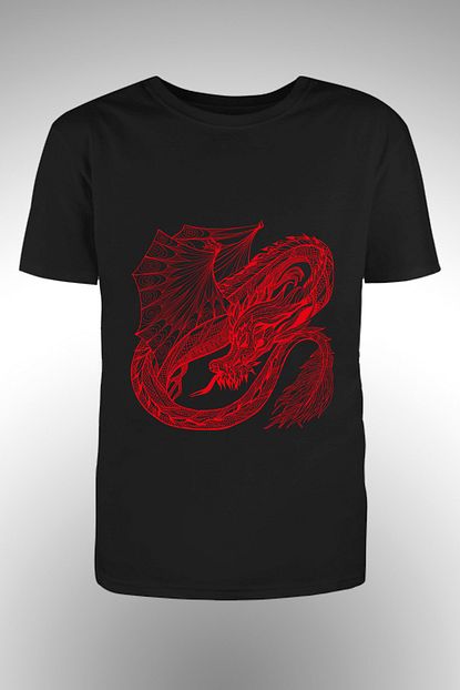 By Okat Erkek Kirmizi Ejder Baskili T Shirt Trendyol