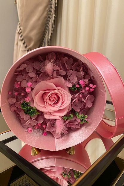 Hediyelimani Pembe Deri Kutulu Pembe Solmayan Gul Trendyol