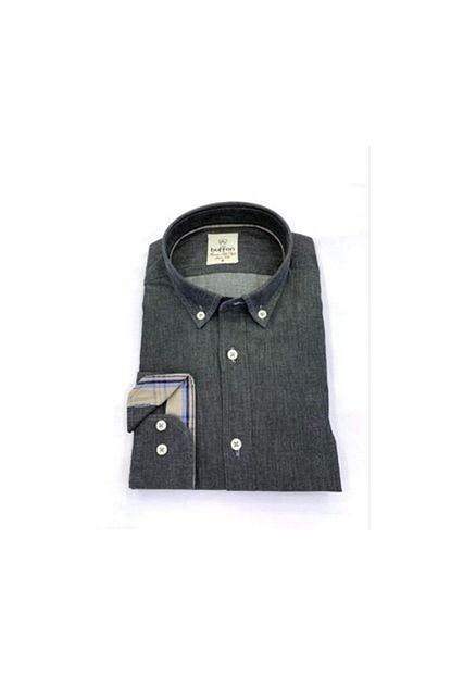 Buffon Slim Fit 100 Pamuk Indigo Antrasit Erkek Gomlek Trendyol