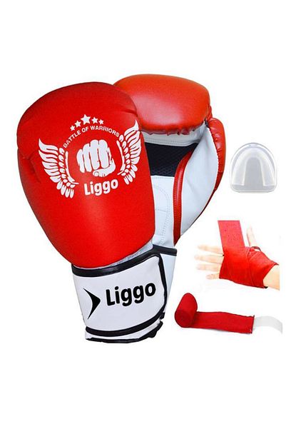 Liggo Cocuk Kirmizi Boks Eldiveni Seti Bandaj Dislik Kick Boks Muay Thai Trendyol