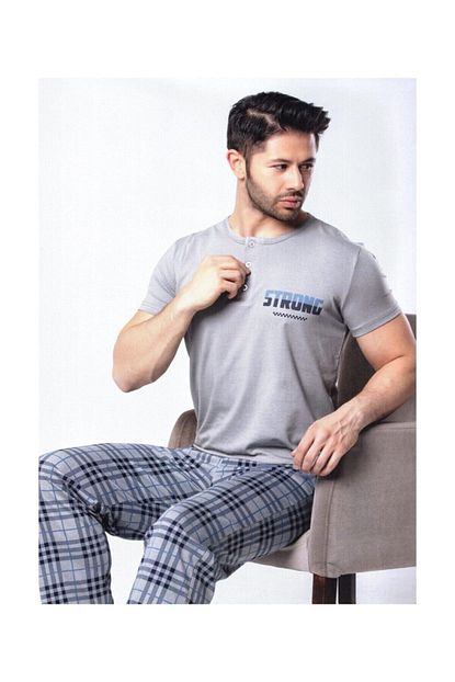 Aydogan Erkek Modal Kisa Kollu Gri Renk Pijama Takimi Trendyol