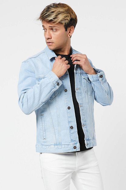 Hw Buz Mavi Denim Kumas Erkek Ceket Trendyol