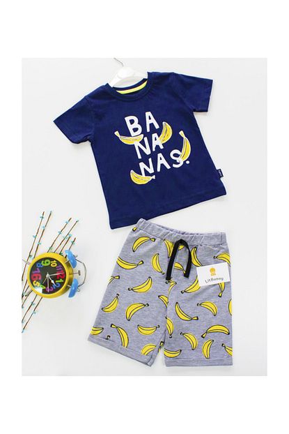 Litbunny Bebek Bananas Baskili Penye Erkek Cocuk Yazlik Sortlu Takim Trendyol