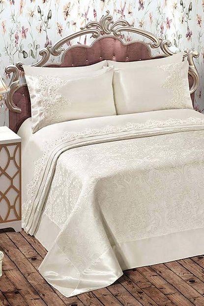 Bonny Home Efsane Krem Fransiz Dantelli 6 Parca Cift Kisilik Pike Takimi Ceyizlik Yatak Ortusu Seti Trendyol