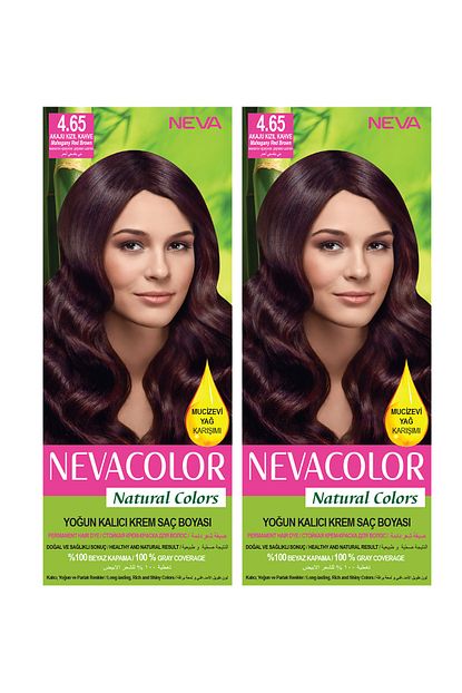 Neva Kozmetik Natural Color Sac Boyasi 4 65 Akaju Kizil Kestane 2 Li Set Trendyol