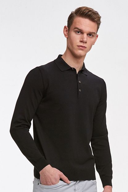 Hemington Erkek Siyah Uzun Kollu Triko Polo Yaka T Shirt Trendyol