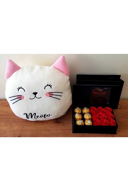 1001hediye poncik kedi polar yastik ve