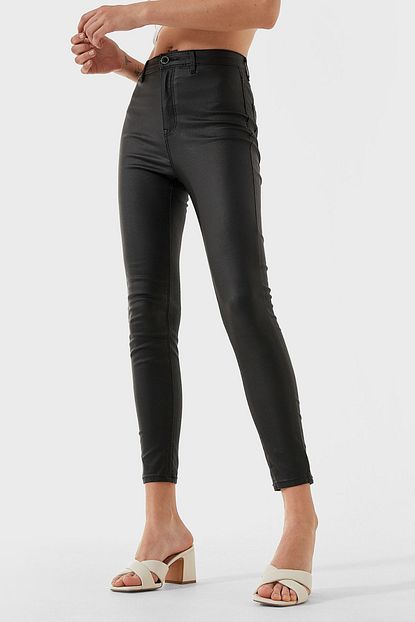 Stradivarius Kadin Siyah Super Yuksek Bel Mumlu Pantolon 04510723 Trendyol