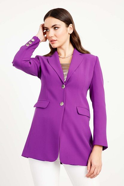 Moda Ilgi Erkek Yaka Cift Dugme Klasik Ceket Mor Ilg20y07001 Trendyol