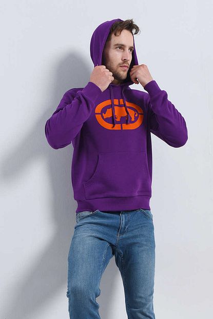 Ecko Unltd Erkek Mor Erkek Baskili Kapusonlu Sweatshirt Porto Hoodie Trendyol