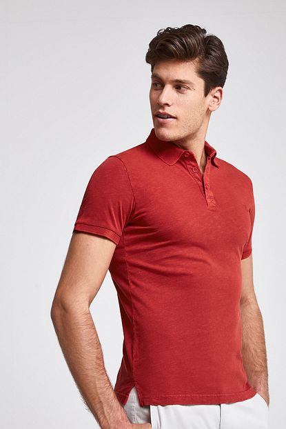 D S Damat Kirmizi Renk Erkek T Shirt Slim Fit Trendyol