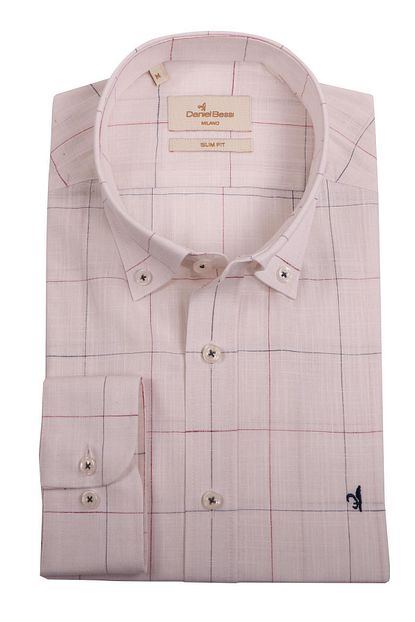Daniel Bessi Slim Fit Uzun Kollu Cizgili Krem Rengi Erkek Gomlek 506 442 Trendyol
