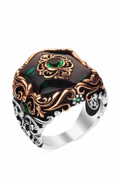 Ani Yuzuk Kadin Karo Model Zirkon Yesil Tasli Gumus Yuzuk Trendyol