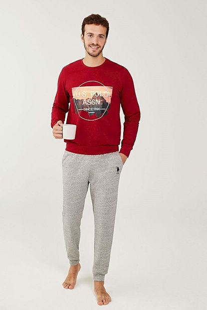 U S Polo Assn Erkek Bordo Yuvarlak Yaka Pijama Takim Trendyol