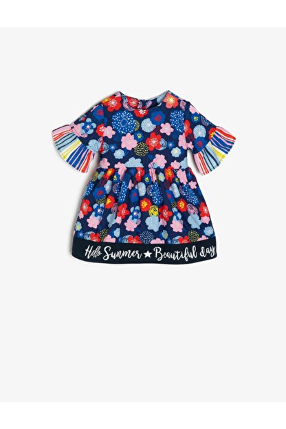Koton Kiz Bebek Mavi Desenli Elbise 9ymg89972zw Trendyol