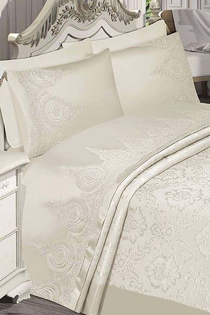 Bonny Home Nisa Krem Fransiz Gupurlu Sonil 6 Parca Cift Kisilik Pike Ceyizlik Pike Takimi Yatak Ortusu Seti Trendyol