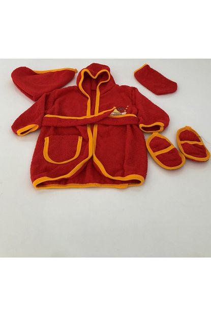 Donino Baby Bebek Bornoz Takimi Sari Kirmizi Trendyol