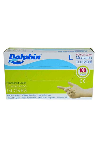 Dolphin Pudrali Beyaz Latex Muayene Eldiveni Buyuk Boy L 100 Lu Paket 8697415744029x1 Trendyol