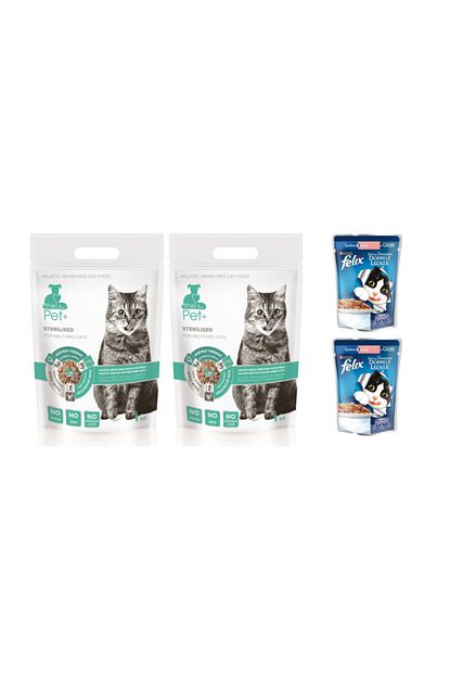 Thepet 2 Adet Tahilsiz Kisir Kedi Mamasi 1 Kg 2x Felix Somon Ve Sardalyali Pouch Trendyol