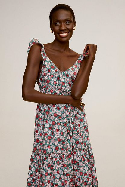 Mango Woman Kadin Kirmizi Cicekli Uzun Elbise 67009211 Trendyol
