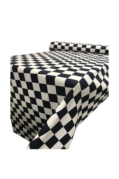 Zeren Home Siyah Beyaz Dama Desenli Dertsiz Masa Ortusu 150 X 250 Cm Trendyol