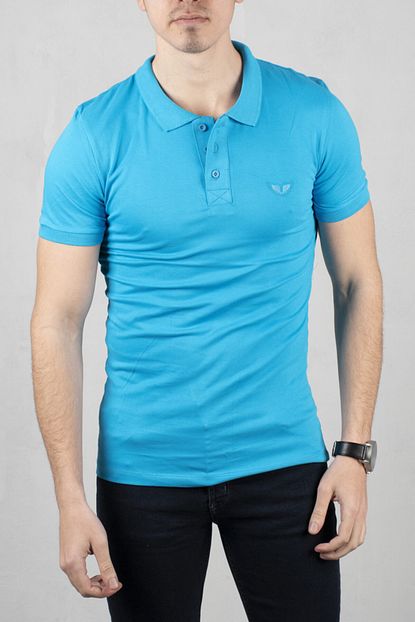 Deepsea Turkuaz Erkek Dugmeli Polo Yaka Kisa Kol T Shirt Trendyol