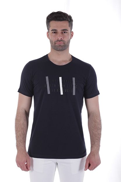 Diandor Sifir Yaka Erkek Tisort Lacivert Navy 2017047 Trendyol