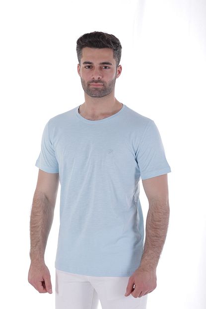 Diandor Erkek Sifir Yaka Tisort Mavi Blue 2017046 Trendyol