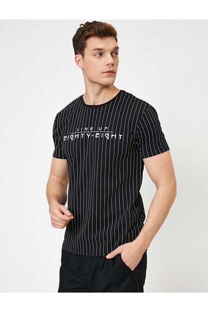 Koton Erkek Siyah Yazili Baskili T Shirt 0yam14903ok Trendyol