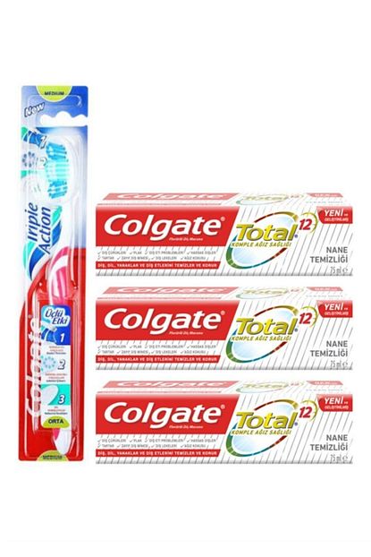 Colgate Total Clean Mint Nane Ferahligi Dis Macunu 75ml 3 Adet Uclu Etki Dis Macunu Trendyol