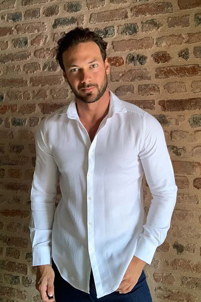 Trendyol Man Beyaz Erkek Gomlek Yaka Slim Fit Apoletli Gomlek Tmnss20go0487 Trendyol