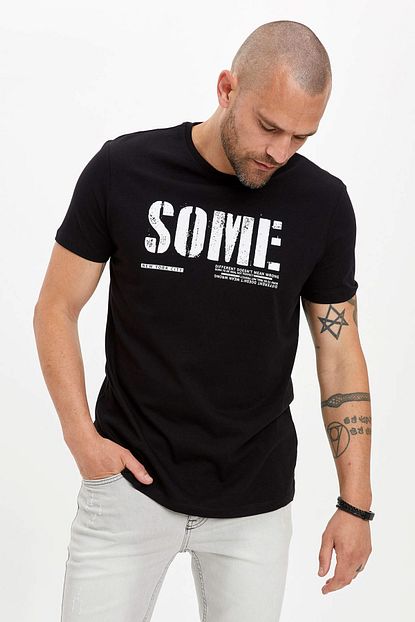 Defacto Erkek Siyah Baskili Slim Fit T Shirt N7414az 20sm Bk27 Trendyol