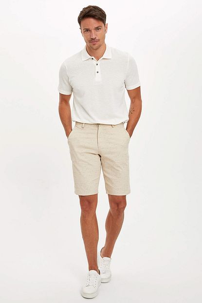 Defacto Erkek Ekru Desenli Bermuda Pantolon M5202az 19hs Er25 Trendyol