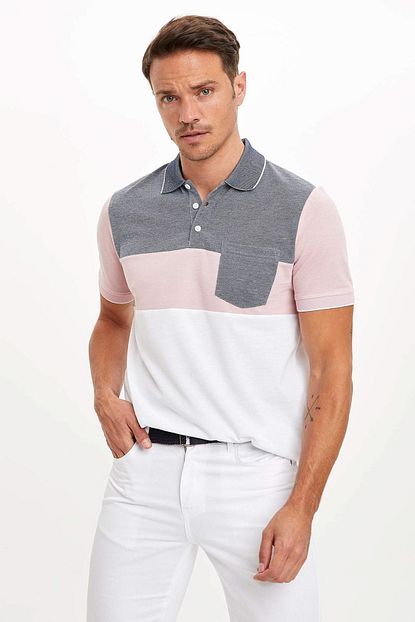 Defacto Erkek Pembe Renk Bloklu Relax Fit Polo Tisort N7096az 20sm Pn51 Trendyol