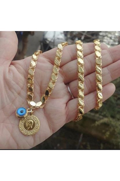 Alzey Gold Imitasyon Altin Kaplama Halep Pullu Arpa Zincir Yarim