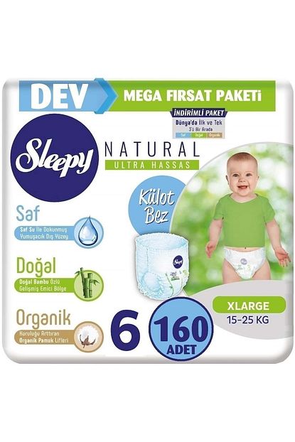 Sleepy Kulot Bebek Bezi 6 Beden Numara Xlarge 15 25 Kg 80 Li 2 Paket 160 Adet Trendyol